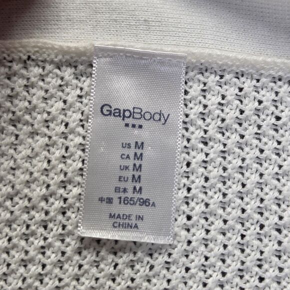 GapBody Sweater Womens Medium White Open Front Cardigan Lightweight Knit Pockets - Picture 5 of 10